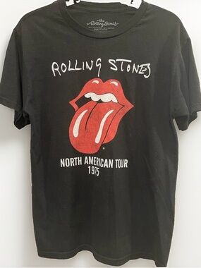 Rolling Stones Logo Graphic Band Concert Tee Shirt Unisex Black Size Small